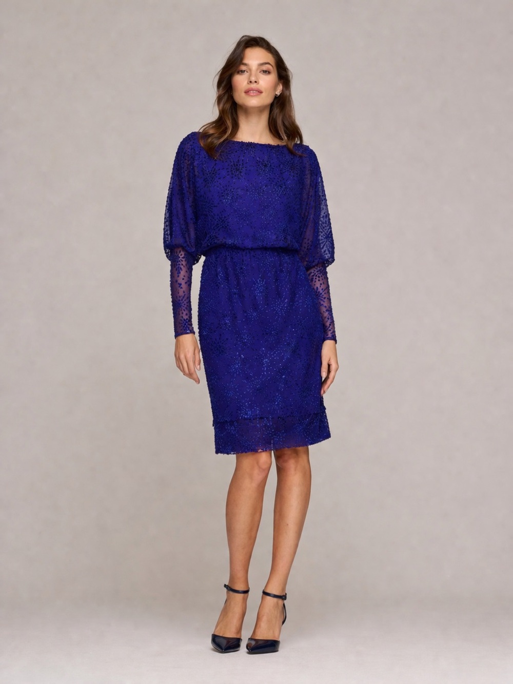 Tamara Mellon / Starburst Devore Dress in Electric Blue Sz 6 – NWOT – MSRP $895